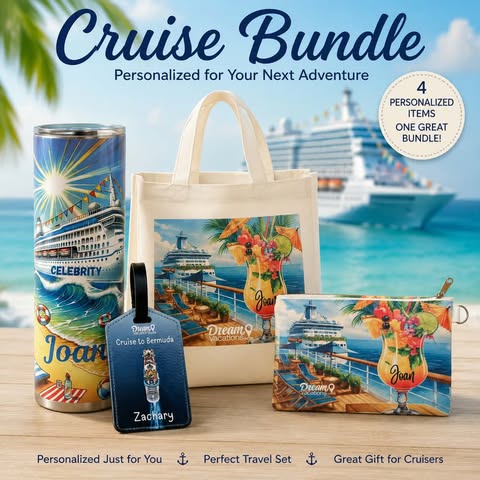 Cruise Bundles -Save $5.00 (Luggage Tag, Tumbler, Tote and Zippered Bag)