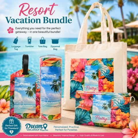 Resort Bundle -Save $5.00 (Luggage Tag, Tumbler, Tote and Zippered Bag) (Copy)